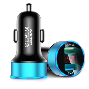 USLION Quick Car Charger For Mobile Phone Universal Dual Usb  Adapter