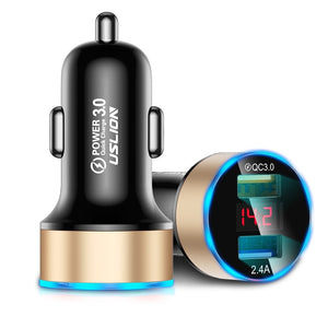 USLION Quick Car Charger For Mobile Phone Universal Dual Usb  Adapter