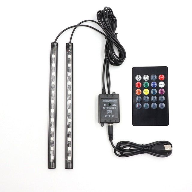 Dropship Auto LED RGB Interior Atmosphere Strip Light Decorative Foot Lamp  With USB Wireless Remote Music Control Multiple Modes For Car to Sell  Online at a Lower Price